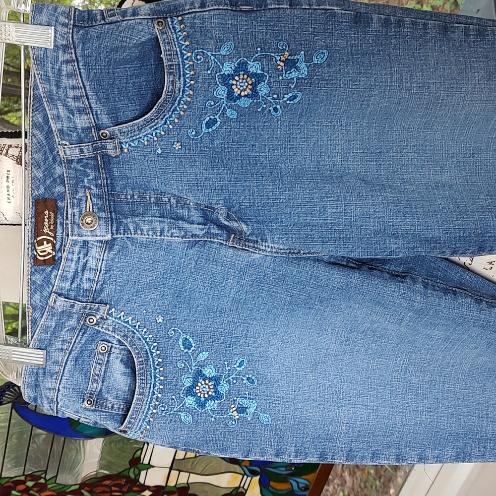 Daisy Floral Embroidered Bohemian Western Jeans RFJeans By Rafaella SZ:8/P